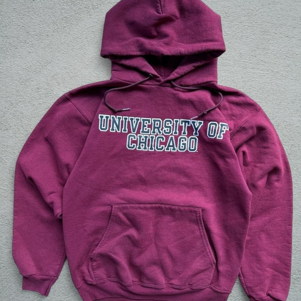 Vintage Champion University of Chicago Hoodie Burgundy Small